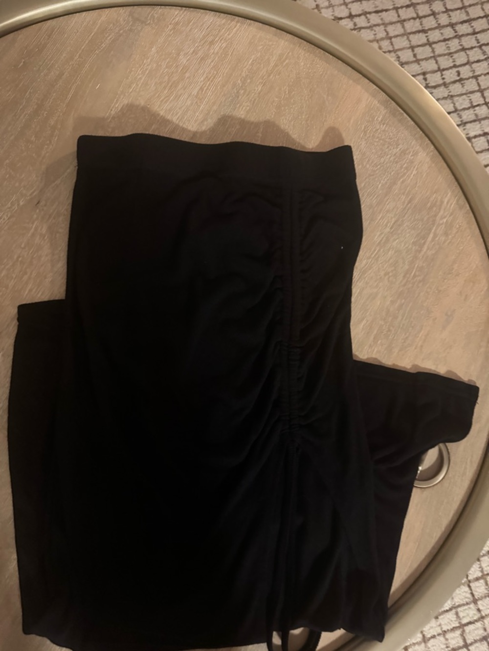 Lulus Simply Trendy Black Ribbed Ruched Drawstring Midi Skirt - Picture 6 of 8